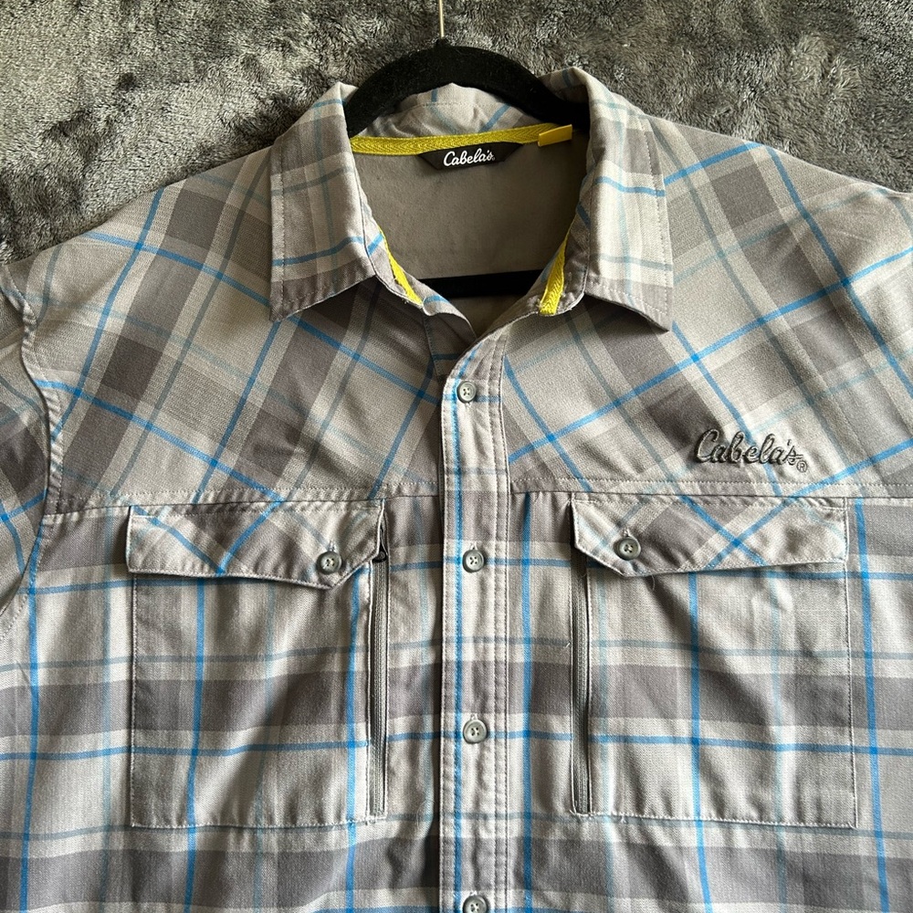 Cabelas Shirt Mens‎ XL Plaid Outdoor Field Shirt Jacket Elbow Patches Hunting